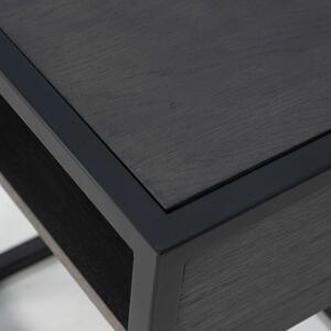 Fekete-szürke éjjeliszekrény tölgyfa asztallappal Diva – Spinder Design