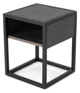 Fekete-szürke éjjeliszekrény tölgyfa asztallappal Diva – Spinder Design