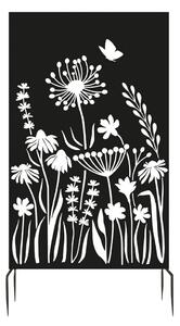 Fekete fém erkély paraván 100x186 cm Flowers – Esschert Design