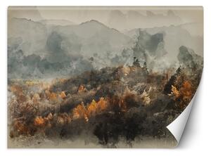 Gario Fotótapéta Őszi erdő ködbe burkolózva - akvarell absztrakció Anyag: Vlies, Méret: 200 x 140 cm