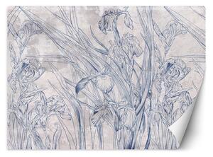 Gario Fotótapéta Kék körvonalak levelek és virágok Anyag: Vlies, Méret: 200 x 140 cm