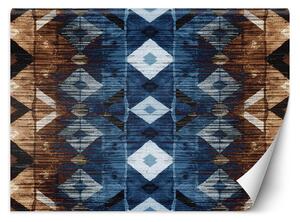Gario Fotótapéta Geometrikus minta, kék barna gobelin Anyag: Vlies, Méret: 100 x 70 cm