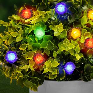 LED szolár fényfüzér - virág - 2,3 m - 20 LED - színes