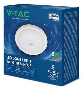 V-TAC CREE SMD 12W mennyezeti kerek LED lámpa, mozgásérzékelővel, CCT - SKU 234186