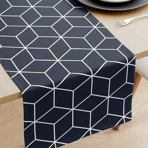 Goldea pamut asztali futó - mozaik mintás, sötétkék alapon 35x140 cm