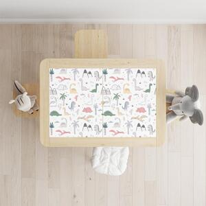 IKEA FLISAT asztal bútormatrica - Színes dinoszauruszok és pálmafák