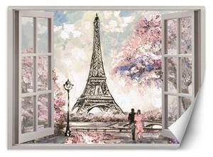 Gario Fotótapéta Ablak az Eiffel-toronyra nézo ablakkal Anyag: Vlies, Méret: 140 x 100 cm