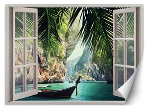 Gario Fotótapéta Ablak a paradicsomi öbölre nézo ablakkal Anyag: Vlies, Méret: 140 x 100 cm