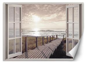 Gario Fotótapéta Ablak - móló a tengerpartra Anyag: Vlies, Méret: 140 x 100 cm