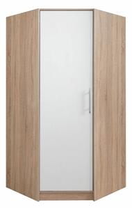 Sarokszekrény Cavmero 106, Laminált forgácslap, 190x95x95cm, Fehér, Sonoma tölgy