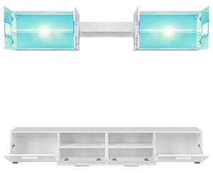 VidaXL 5-részes magasfényű fehér fali TV-szekrény LED-fényekkel