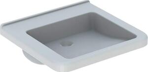 Csaptelep nélküli mosdó Geberit Selnova 55x52,5 cm fehér színben fényes felülettel csaptelep nyílás nélkül, túlfolyás nélkül 500.787.01.7