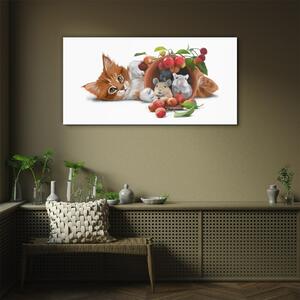 Üvegkép Kép üvegállatok macska patkány gyümölcs