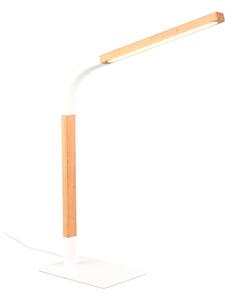 Fehér-natúr színű LED dimmelhető asztali lámpa fa búrával (magasság 73,5 cm) Norris – Trio