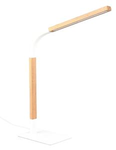 Fehér-natúr színű LED dimmelhető asztali lámpa fa búrával (magasság 73,5 cm) Norris – Trio