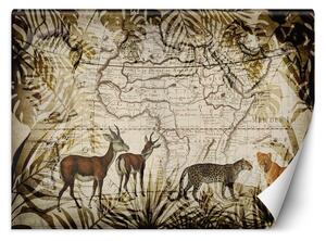 Gario Fotótapéta Térkép és vadállatok - Andrea Haase Anyag: Vlies, Méret: 200 x 140 cm