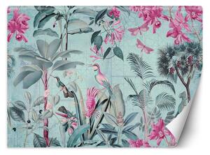 Gario Fotótapéta Madarak a kék és a rózsaszín levelek között - Andrea Haase Anyag: Vlies, Méret: 200 x 140 cm