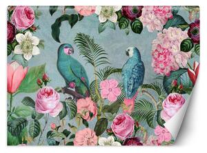 Gario Fotótapéta Papagájok virágokban - Andrea Haase Anyag: Vlies, Méret: 200 x 140 cm