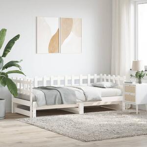 Fehér tömör fenyőfa kihúzható kanapéágy 2 x (80 x 200) cm