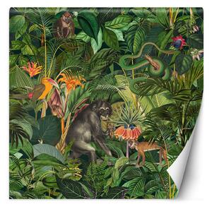 Gario Fotótapéta Jungle állatok zöld levelek - Andrea Haase Anyag: Vlies, Méret: 100 x 100 cm