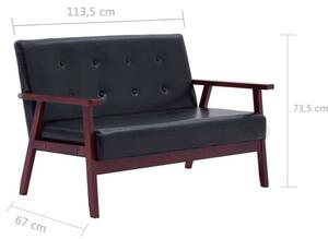 VidaXL kétszemélyes fekete műbőr kanapé