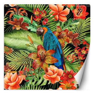Gario Fotótapéta Természetes madár zöld és narancssárga levelek - Andrea Haase Anyag: Vlies, Méret: 100 x 100 cm
