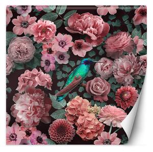 Gario Fotótapéta Virágok rózsák rózsaszín madár természet - Andrea Haase Anyag: Vlies, Méret: 100 x 100 cm