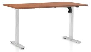 Állítható magasságú asztal OfficeTech A, 140 x 80 cm, fehér alap, cseresznye