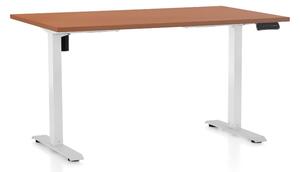 Állítható magasságú asztal OfficeTech B, 140 x 80 cm, fehér alap, cseresznye