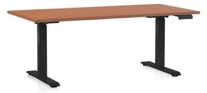 Állítható magasságú asztal OfficeTech C, 160 x 80 cm, fekete alap, cseresznye