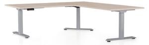 OfficeTech Angle állítható magasságú asztal, 180 + 120 cm, szürke alap, tölgy