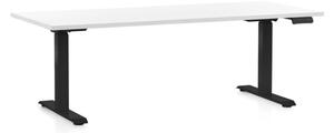 Állítható magasságú asztal OfficeTech C, 180 x 80 cm, fekete alap, fehér