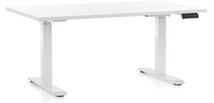 Állítható magasságú asztal OfficeTech D, 120 x 80 cm, fehér alap, fehér