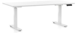 Állítható magasságú asztal OfficeTech C, 160 x 80 cm, fehér alap, fehér