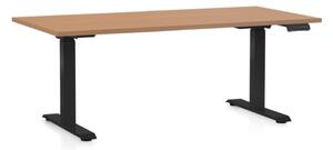 Állítható magasságú asztal OfficeTech C, 160 x 80 cm, fekete alap, bükkfa