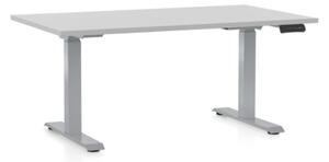 Állítható magasságú asztal OfficeTech D, 140 x 80 cm, szürke alap, világos szürke