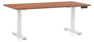 Állítható magasságú asztal OfficeTech C, 160 x 80 cm, fehér alap, cseresznye