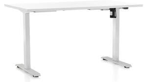 Állítható magasságú asztal OfficeTech A, 140 x 80 cm, fehér alap, fehér
