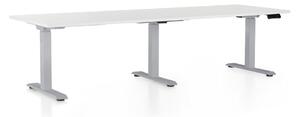 OfficeTech Long állítható magasságú asztal, 240 x 80 cm, szürke alap, fehér