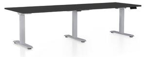 OfficeTech Long állítható magasságú asztal, 240 x 80 cm, szürke alap, fekete