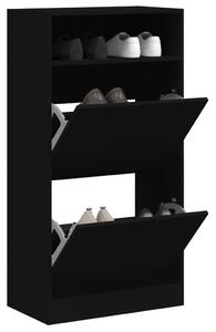 Fekete szerelt fa cipőszekrény 60x34x116 cm