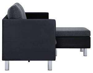 VidaXL 282205 3-Seater Sofa with Cushions Black Faux Leather