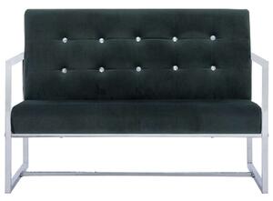 VidaXL kétszemélyes sötétzöld króm és bársony karfás kanapé