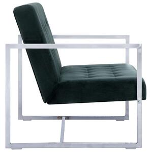 VidaXL kétszemélyes sötétzöld króm és bársony karfás kanapé