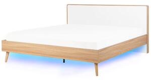 Ágy LED világítással SERRIS 180 x 200 cm Világosbarna
