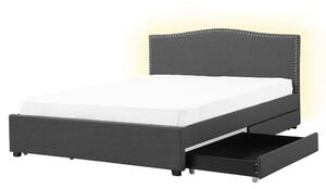 Ágy fiókokkal MONTPELLIER Sötétszürke 160 x 200 cm LED