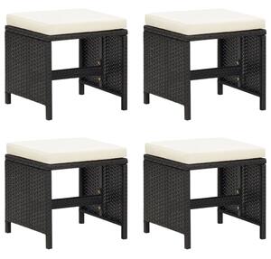 4 db fekete polyrattan kerti ülőke párnákkal