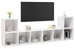 4 db magasfényű fehér forgácslap tv-szekrény 72 x 35 x 36,5 cm
