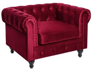 Fotel CHESTERFIELD Bársony Burgundi