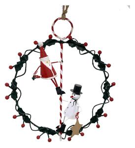 Karácsonyi fali koszorú ø 14 cm Santa & Snowman on Wreath - G-Bork